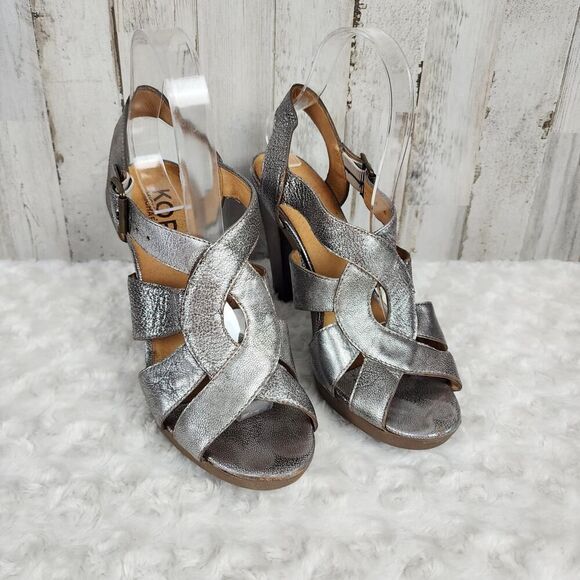 Michael Kors Slingback Metallic Silver Sandals Size 8.5 - Picture 1 of 9